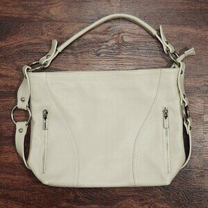 Carla Ferreri White Leather Pebble Mininimalist Coastal Luxury Shoulder Bag